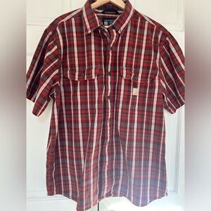 Men’s Short Sleeve Plaid Carhartt Button Down Shirt